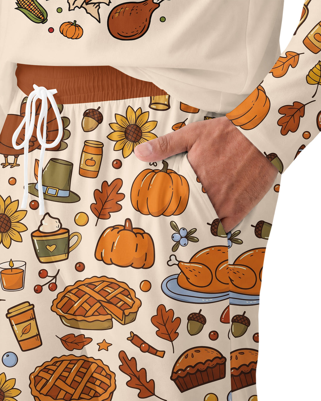 Funny Turkey on Thanksgiving Bamboo Men's Pajama Set
