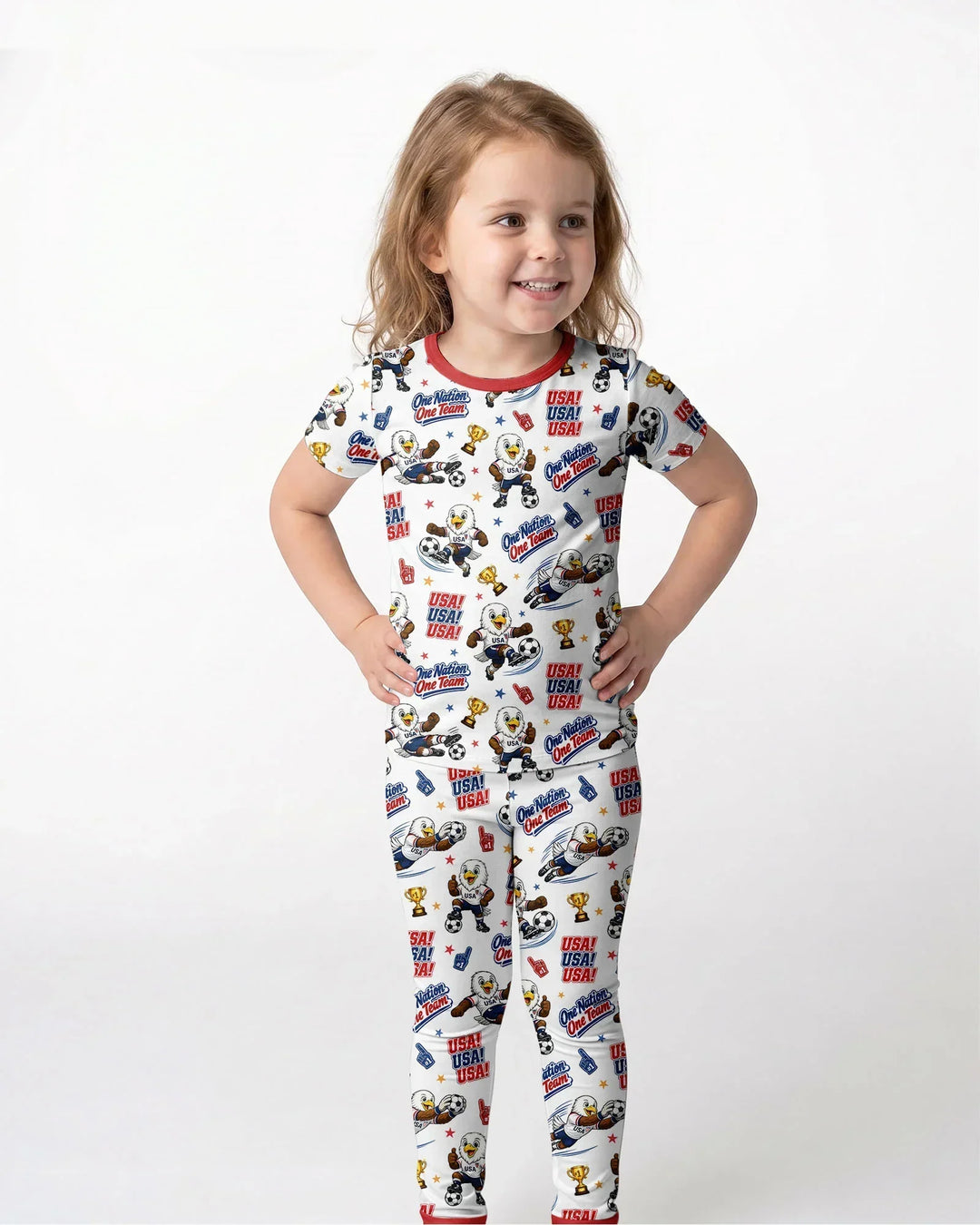 Soccer One Nation One Team Bamboo Two Piece Short Sleeve Pajama Set