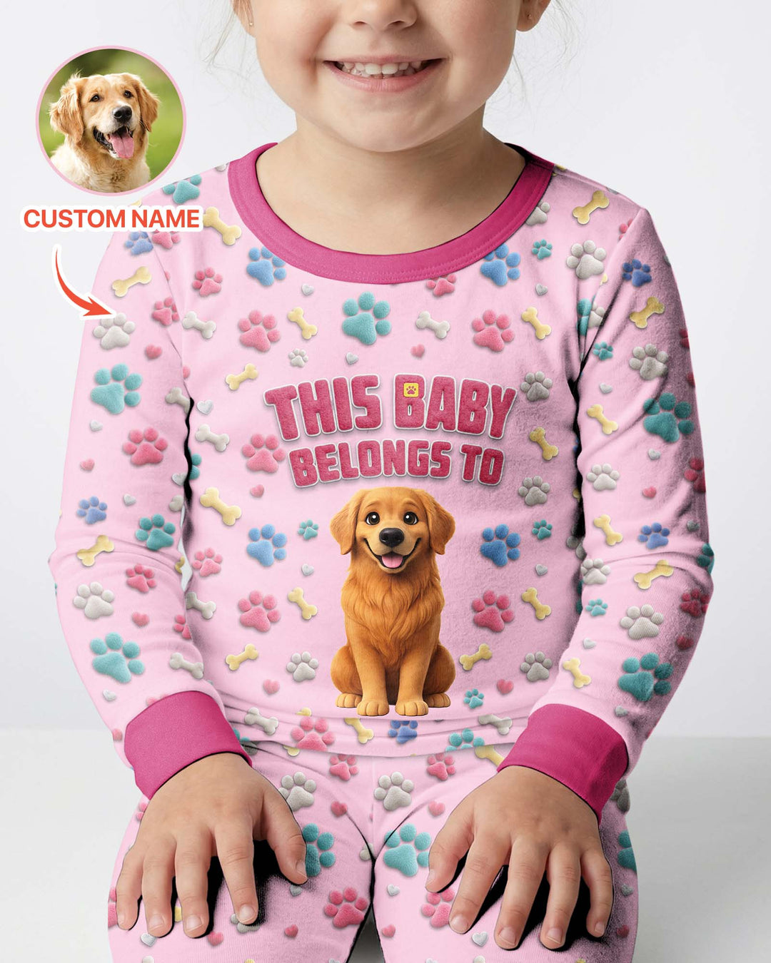 Baby Belongs To Cutie Dog Bamboo Two Piece Long Sleeve Pajama Set