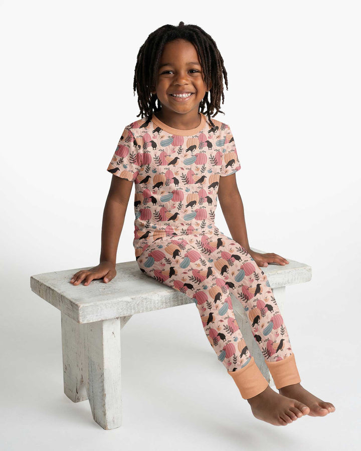 Pastel Pumpkin Patch Bamboo Two Piece Short Sleeve Pajama Set