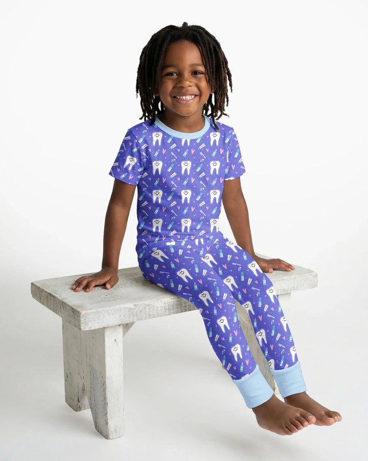 Zähneputzen Bambus Zweiteiliger Kurzarm-Pyjama-Set