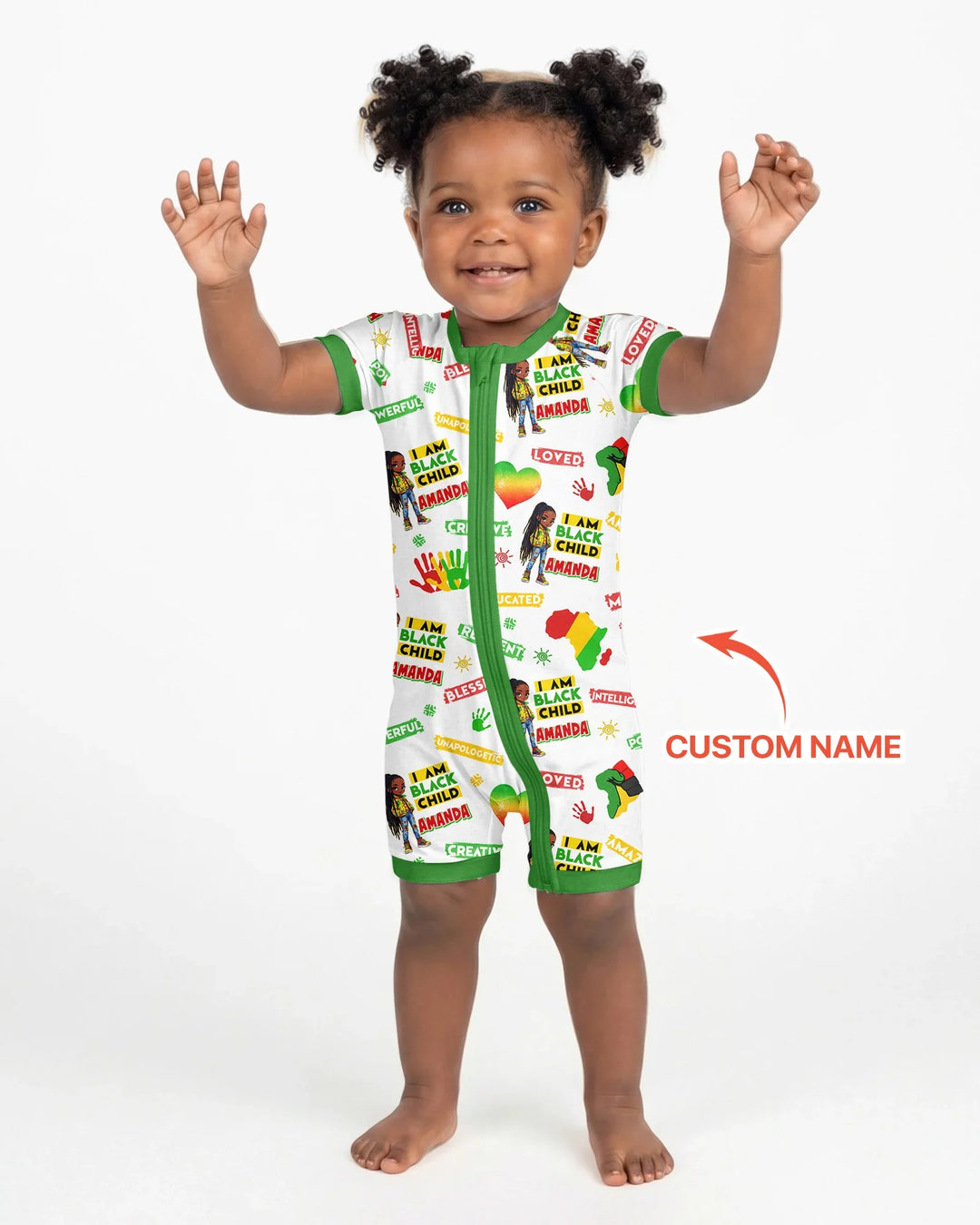 Custom Name I Am Black Child Magical Bamboo Shorty Zippy