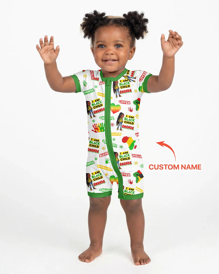 Custom Name I Am Black Child Magical Bamboo Shorty Zippy