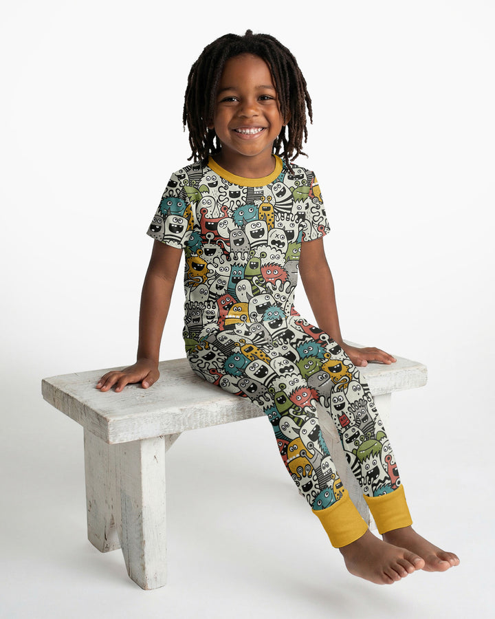 Monsters And Friends Bamboo Two Piece Short Sleeve Pajama Set