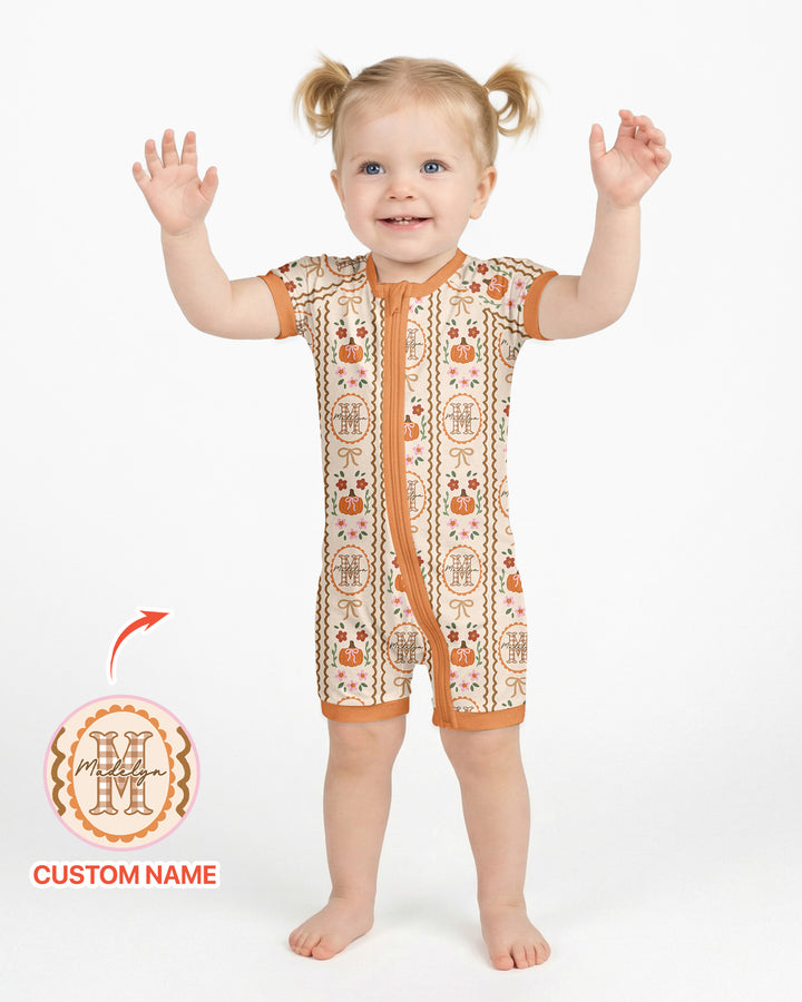 Custom Name Pumpkin Cottage Bamboo Shorty Zippy