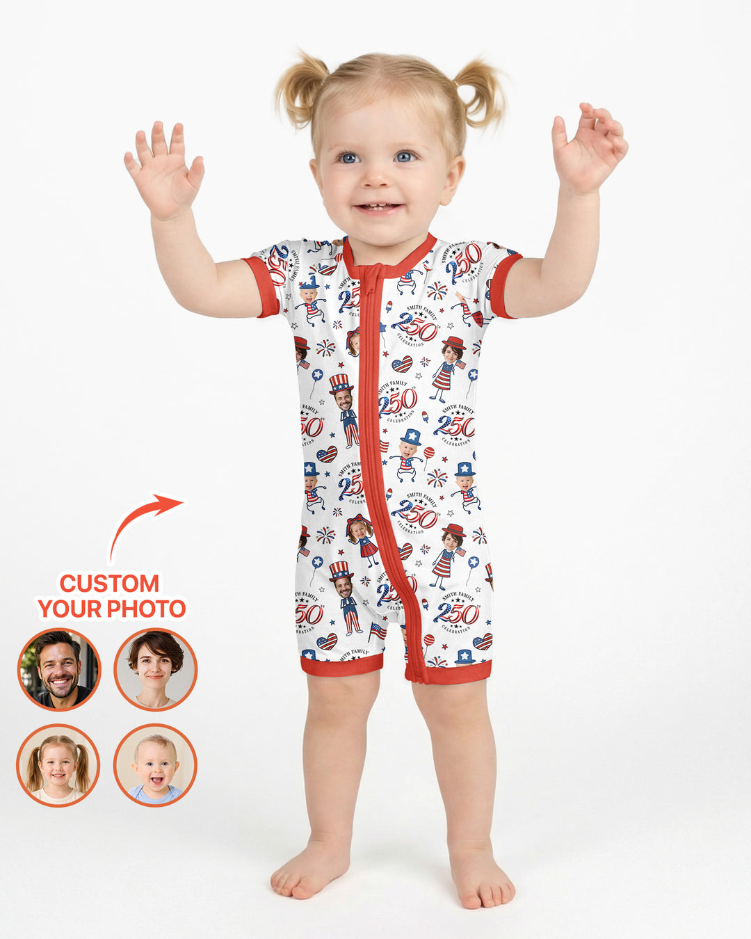Custom Photo Smith Family Celebration Bamboo Shorty Zippy