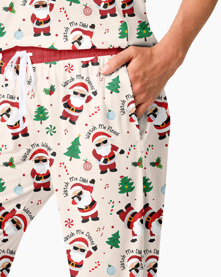 Santa's Christmas Dance Party Bamboo Women Pajama Set