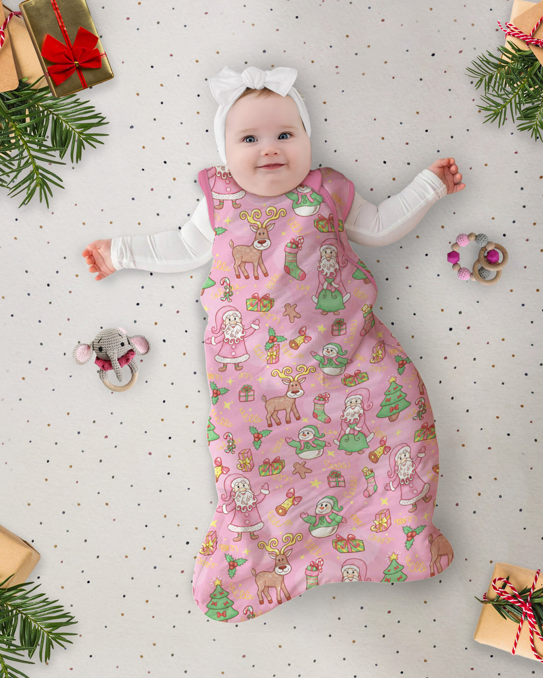 Santa Reindeer Snowflakes Bamboo Sleep Bag