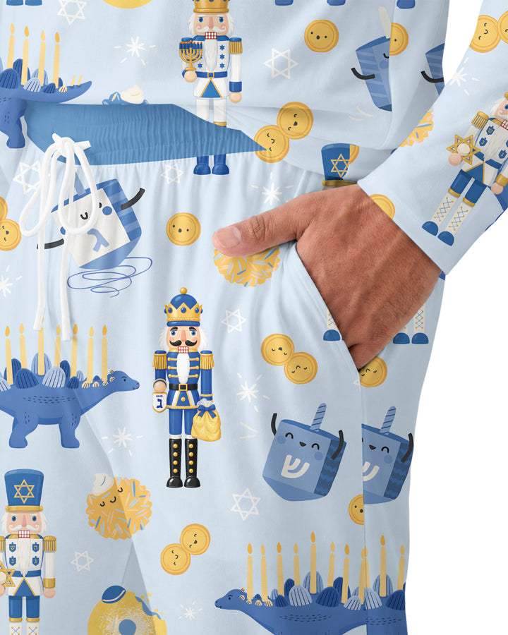 Hanukkah Nutcracker King Family Matching Bamboo Men's Pajama Set
