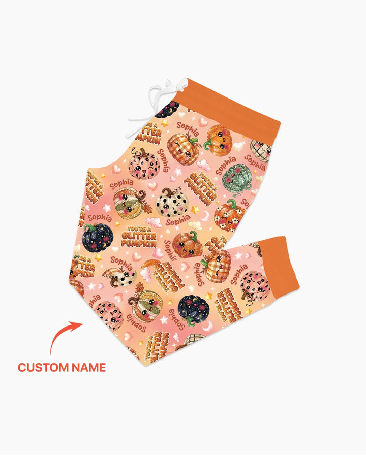 Custom Name You're A Glitter Pumpkin Bamboo Women Pajama Set