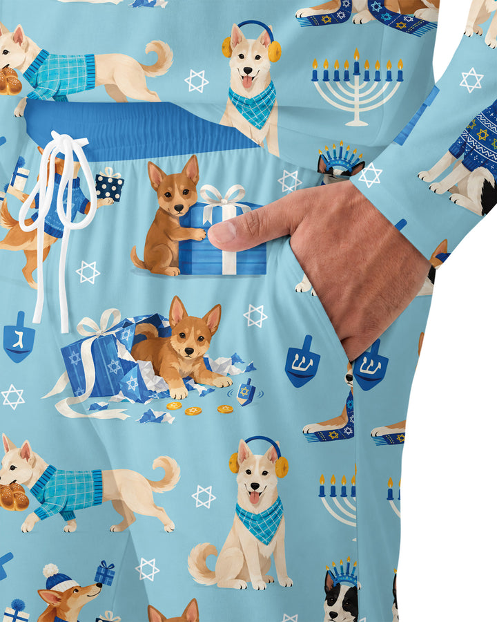 Hannukkah Protected by A Canaan Dog Bamboo Men's Pajama Set