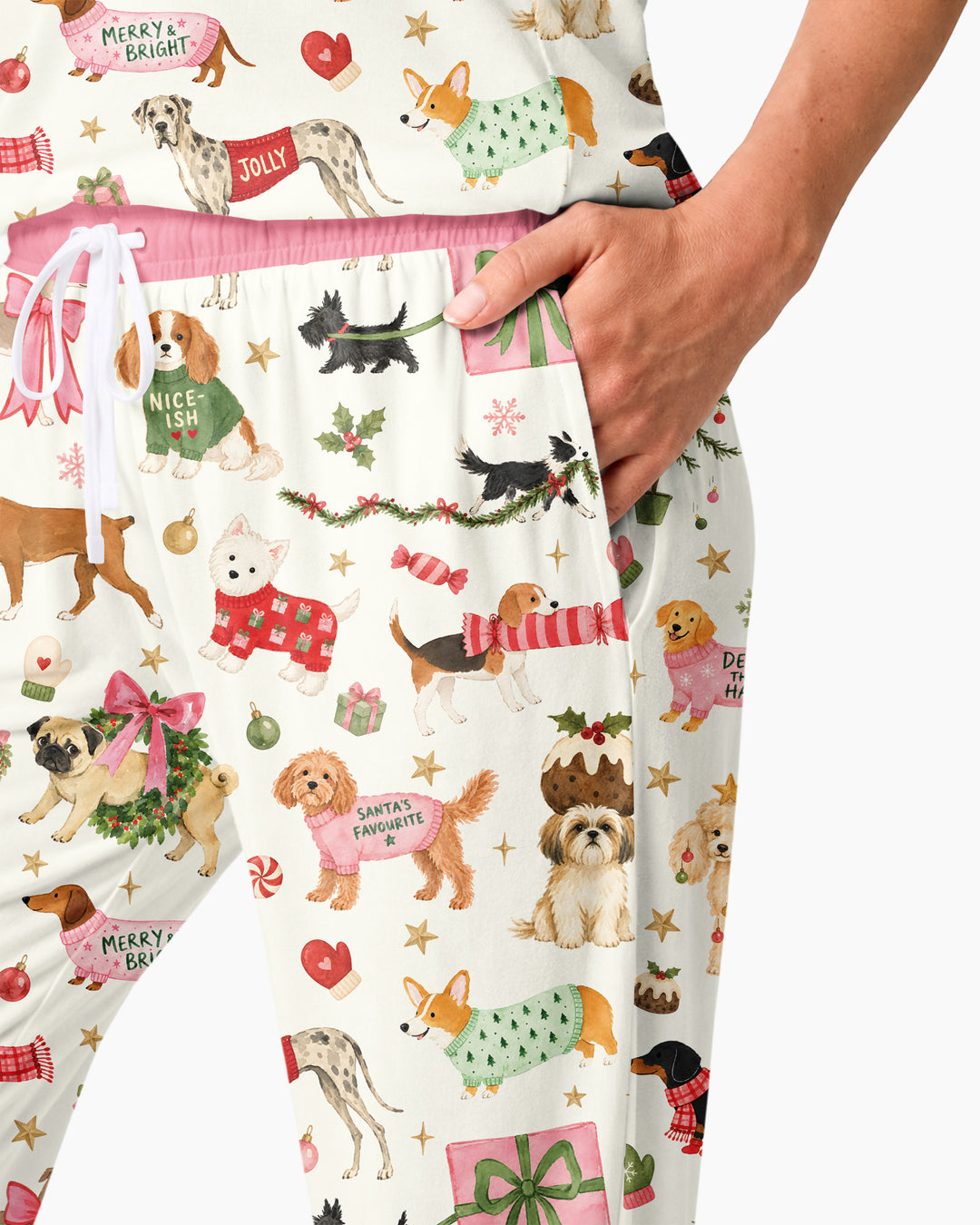 Festive Dog Merry Woofmas Bamboo Women Pajama Set