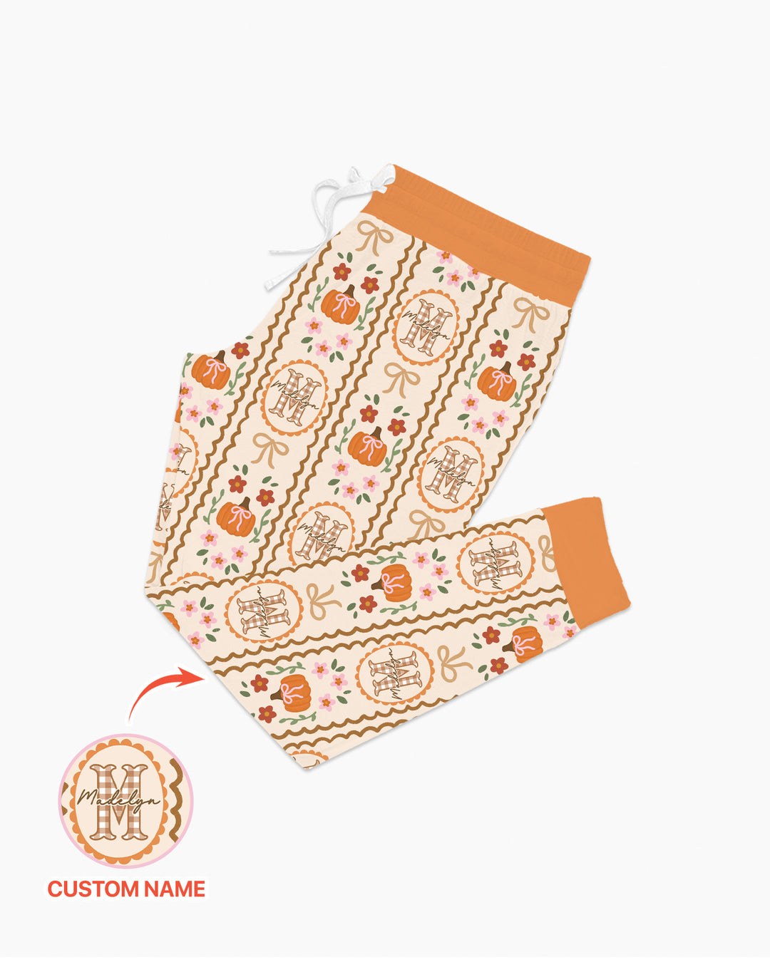 Custom Name Pumpkin Cottage Bamboo Women Pajama Set