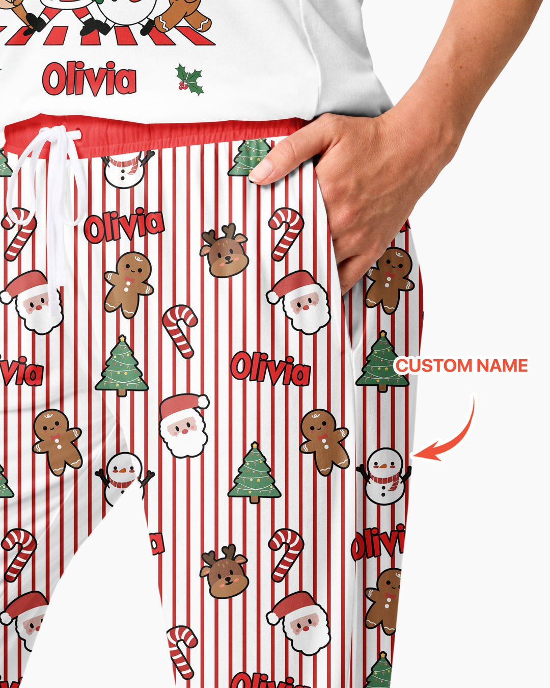 Custom Name Funny Christmas Crossing Bamboo Women Pajama Set