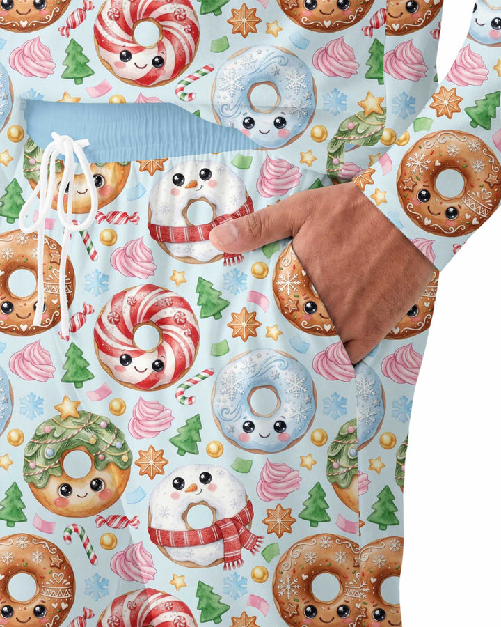 Kawaii Christmas Donuts Bamboo Men's Pajama Set