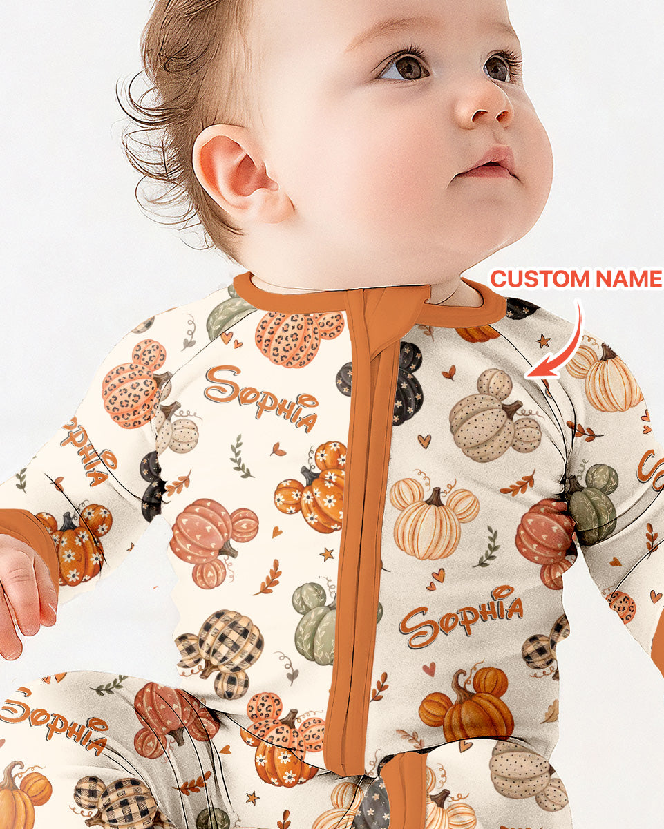 Custom Name Preppy Fall Mouse Bamboo Convertible Zippy