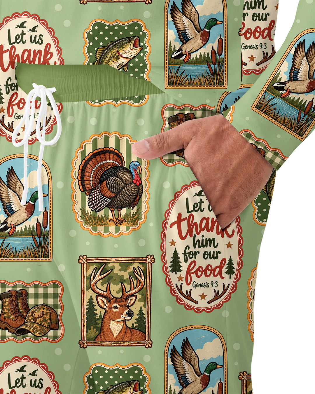 Hunting Let Us Thank Him For Our Food Bamboo Men's Pajama Set