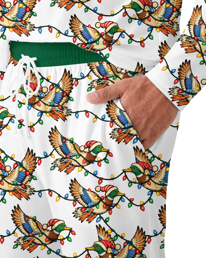 Preppy Christmas Mallard Duck Bamboo Men's Pajama Set
