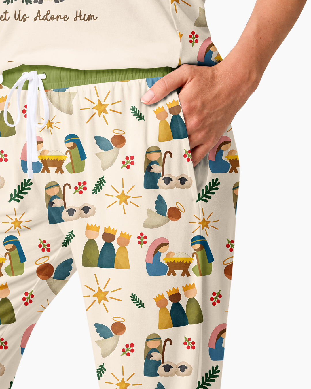 Oh Come, Let Us Adore Him Family Matching Bamboo Women Pajama Set