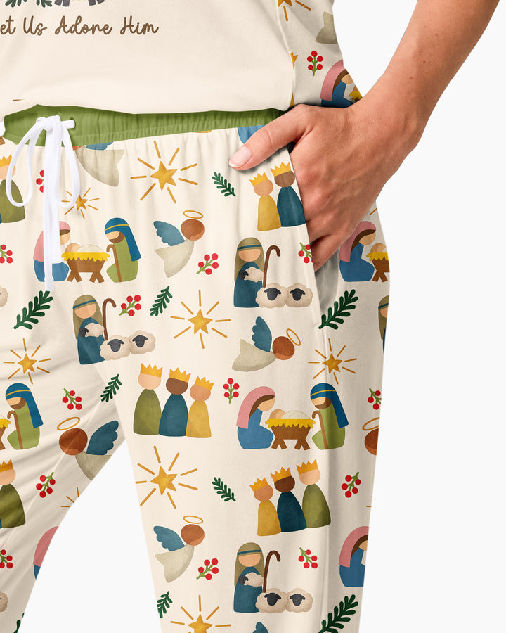Oh Come, Let Us Adore Him Family Matching Bamboo Women Pajama Set