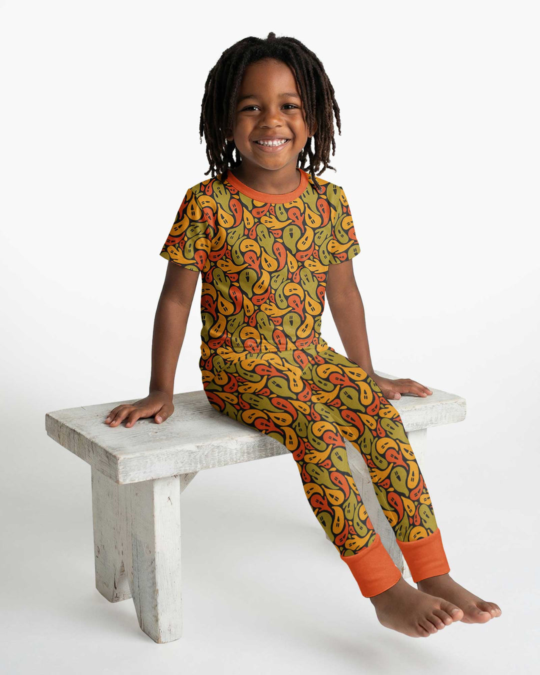 Retro Haunts & Happy Boos Bamboo Two Piece Short Sleeve Pajama Set