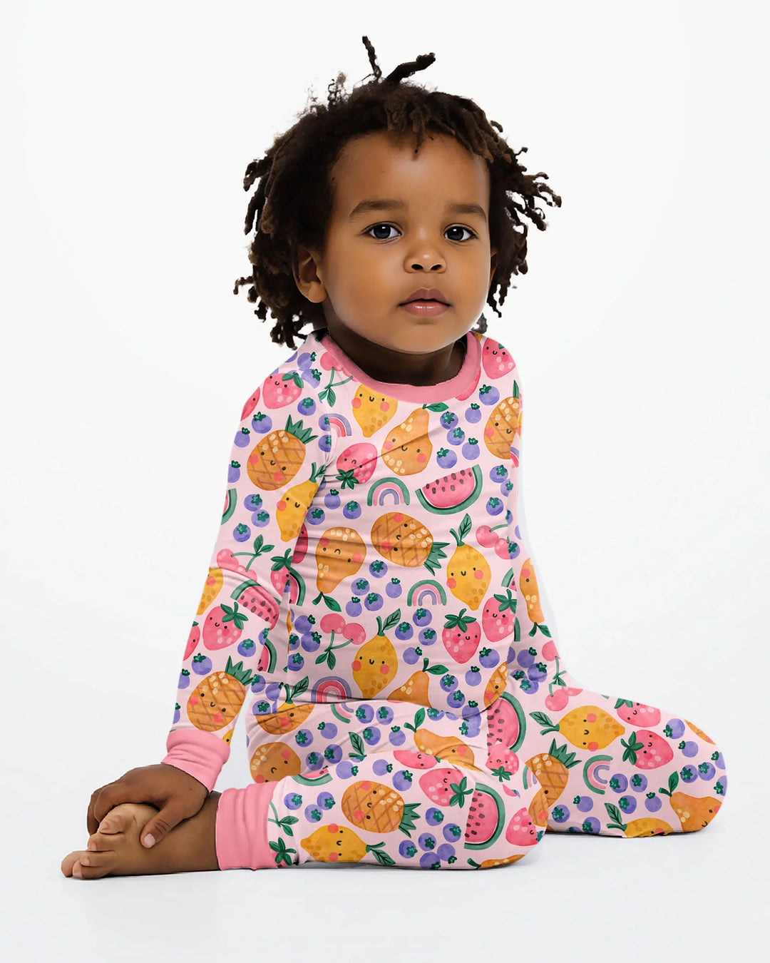 Zweiteiliges Langarm-Pyjama-Set mit Sommerfrüchten