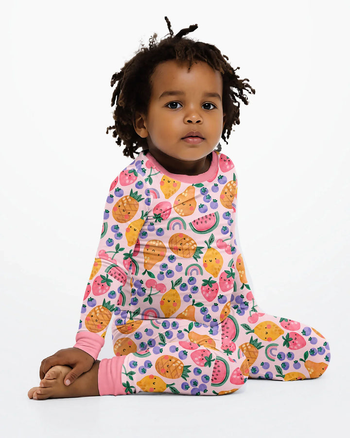 Zweiteiliges Langarm-Pyjama-Set mit Sommerfrüchten