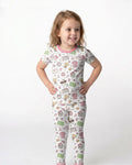 Pink Girly Soccer Coquette Bamboo Two Piece Short Sleeve Pajama Set
