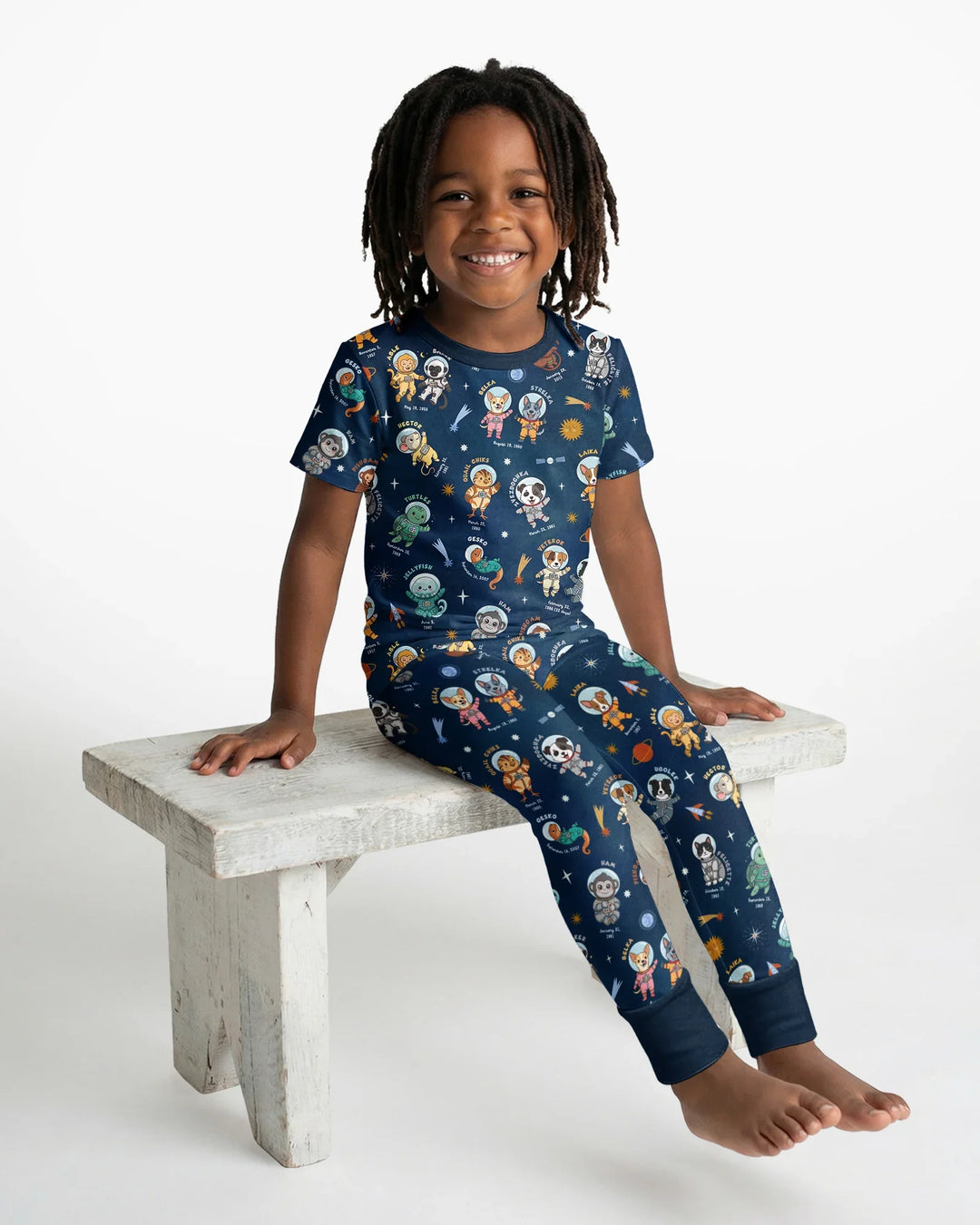Animal Astronauts Bamboo Two Piece Short Sleeve Pajama Set