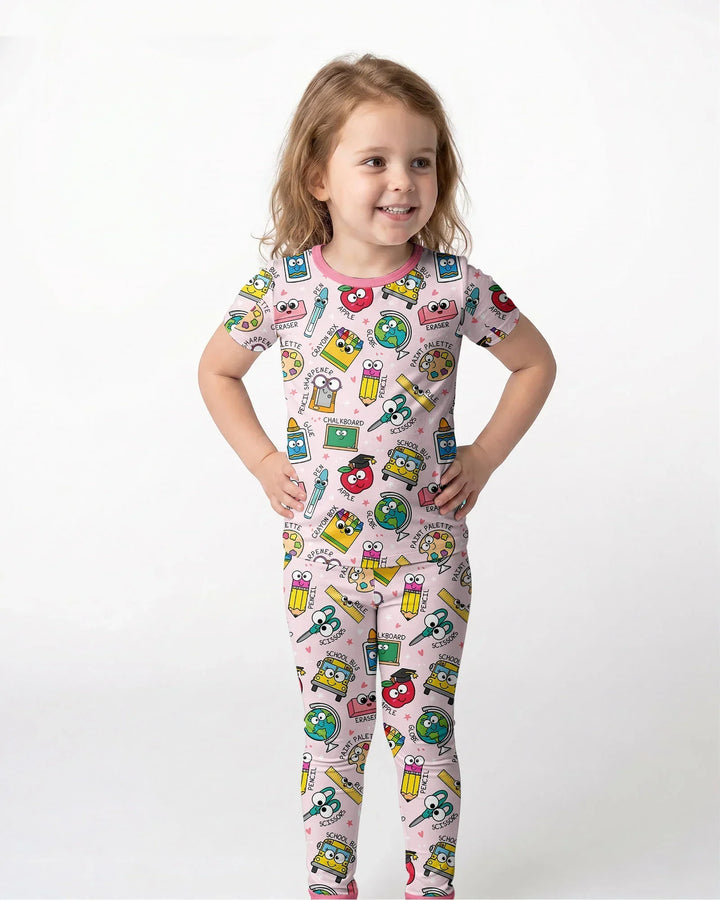Happy School Pals Two Piece Short Sleeve Pajama Set