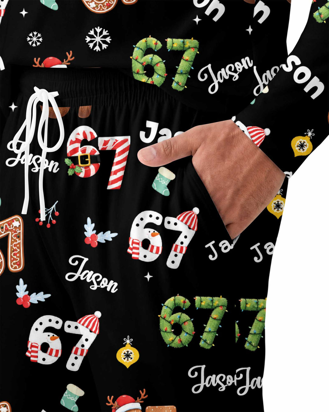 Custom '6 7' Six Seven Christmas Slang Meme Bamboo Men's Pajama Set