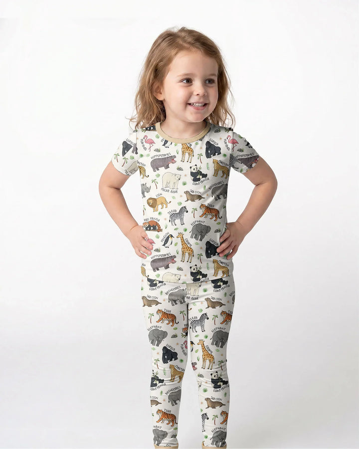 Safari Animals Bamboo Two Piece Short Sleeve Pajama Set