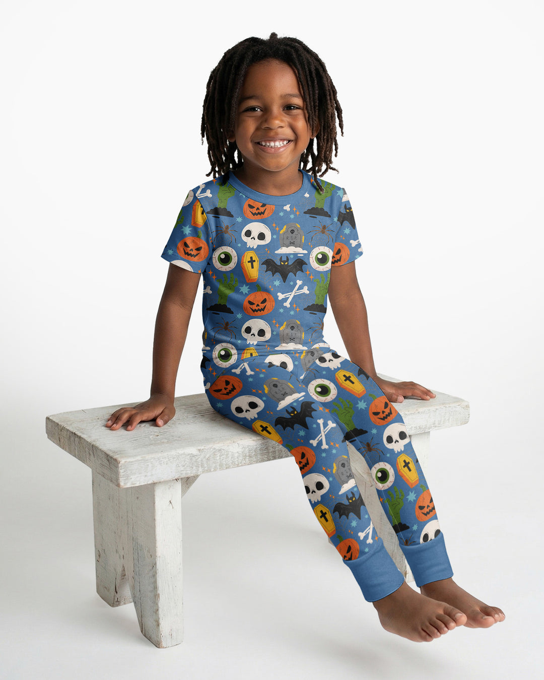 Little Monsters Bamboo Two Piece Short Sleeve Pajama Set For Haloween