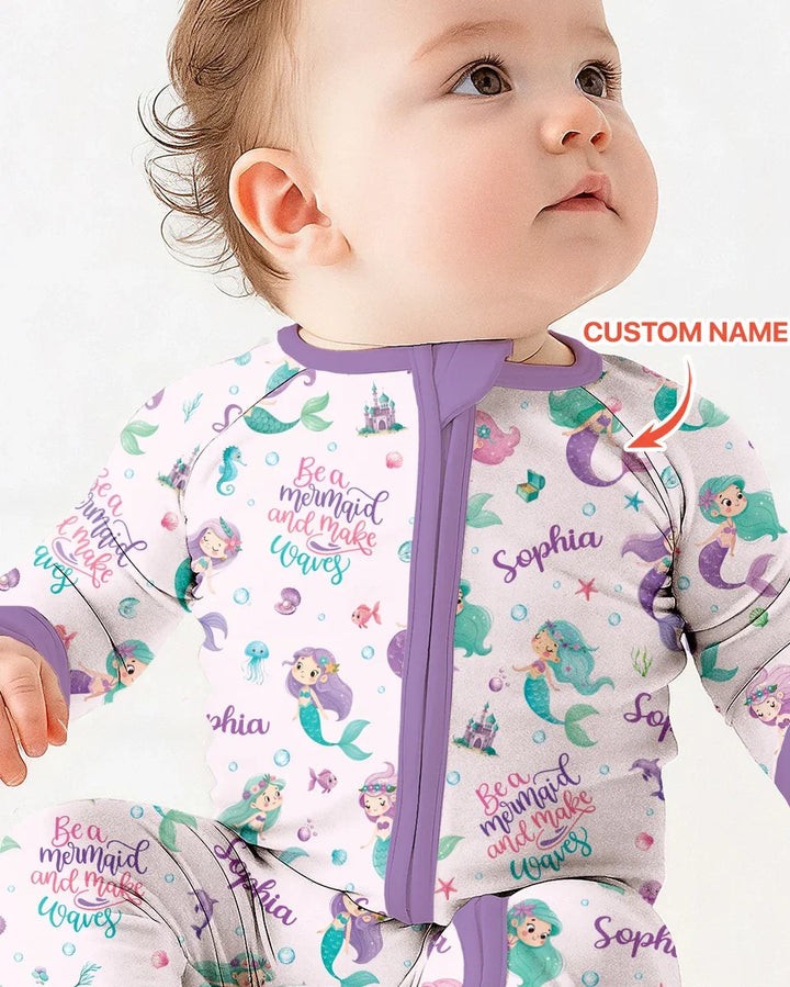 Custom Name Mermaid Make Waves Bamboo Convertible Zippy