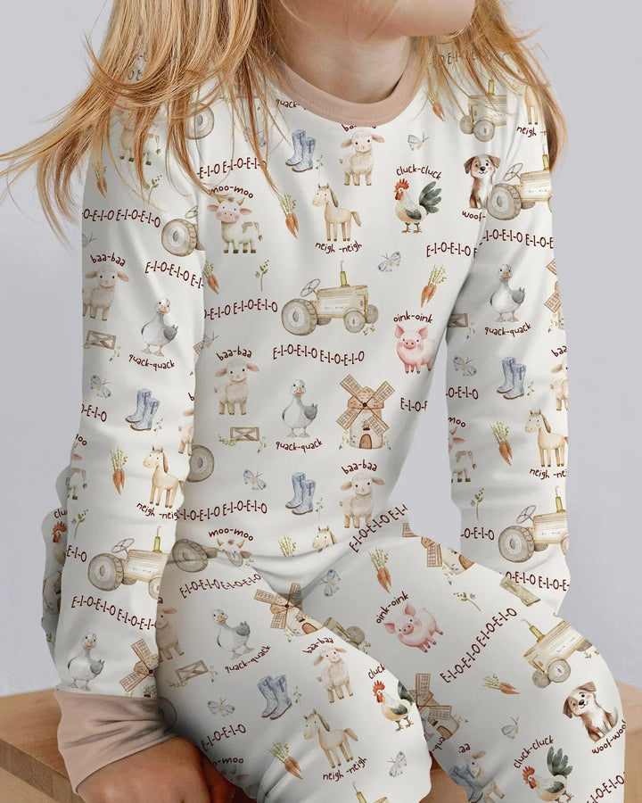 Zweiteiliges Langarm-Pyjama-Set mit Sommerfrüchten