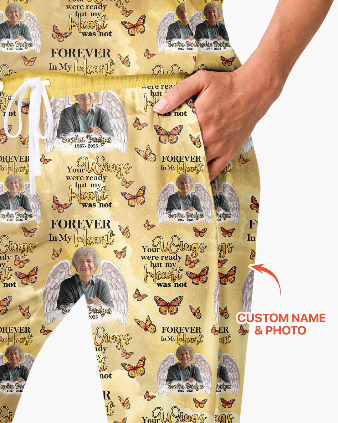 Custom Photo Forever In My Heart Family Matching Bamboo Women Pajama Set