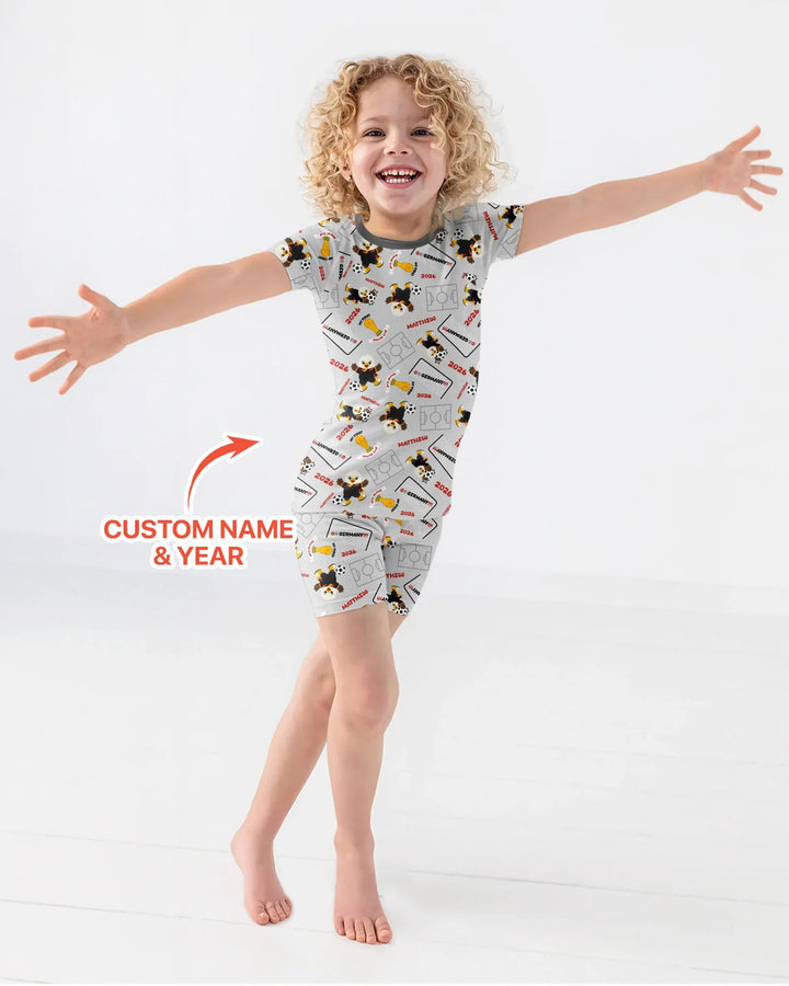 Zweiteiliges Pyjama-Set mit kurzen Ärmeln und Shorts im Sommer-Design
