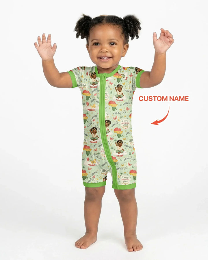 Custom Name Juneteenth I Am My Ancestors' Wildest Dream Bamboo Shorty Zippy
