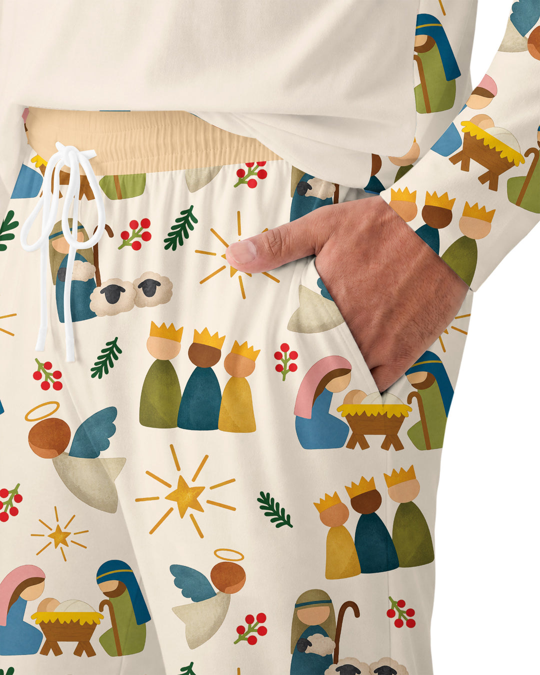 Oh Come, Let Us Adore Him Family Matching Bamboo Men's Pajama Set