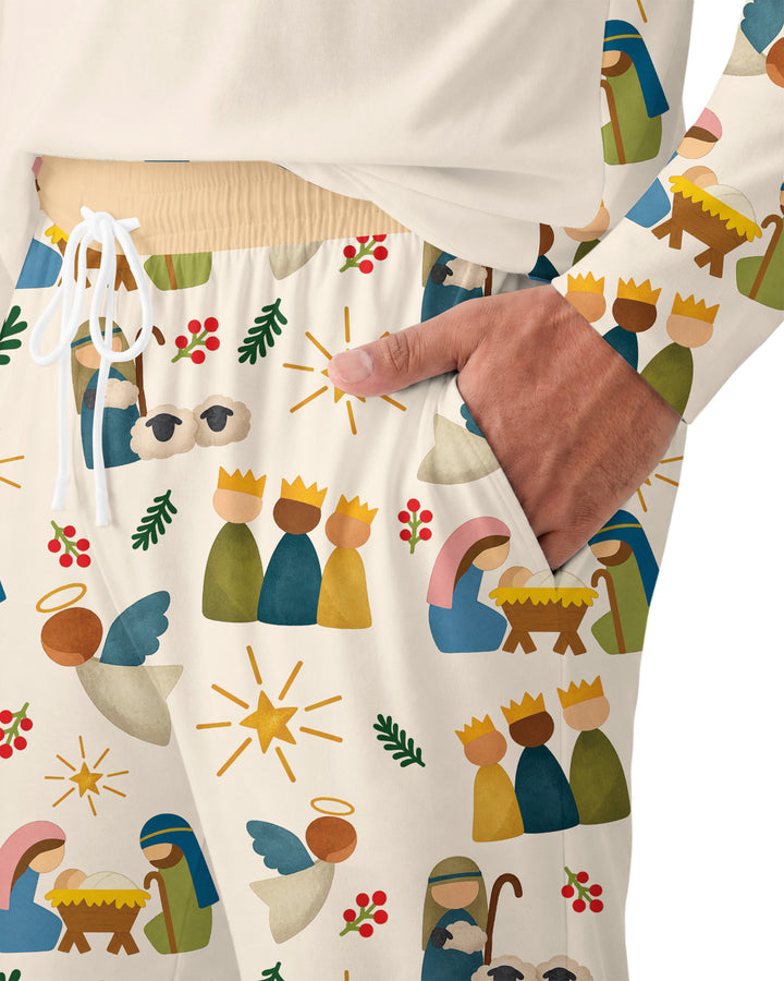 Oh Come, Let Us Adore Him Family Matching Bamboo Men's Pajama Set