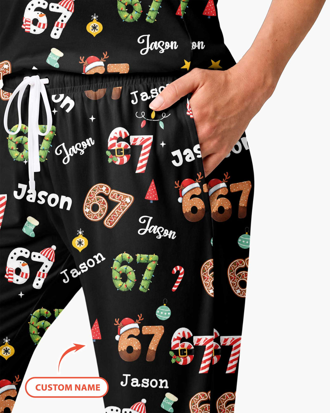 Custom '6 7' Six Seven Christmas Slang Meme Bamboo Women Pajama Set