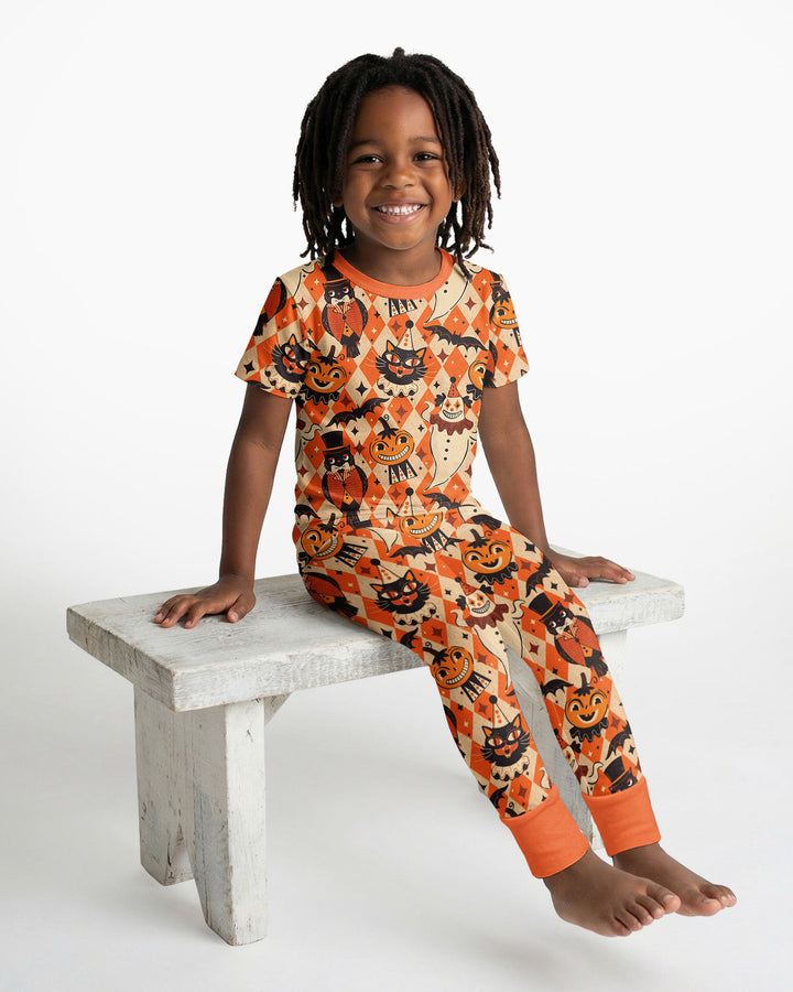 Vintage Halloween Carnival Bamboo Two Piece Short Sleeve Pajama Set