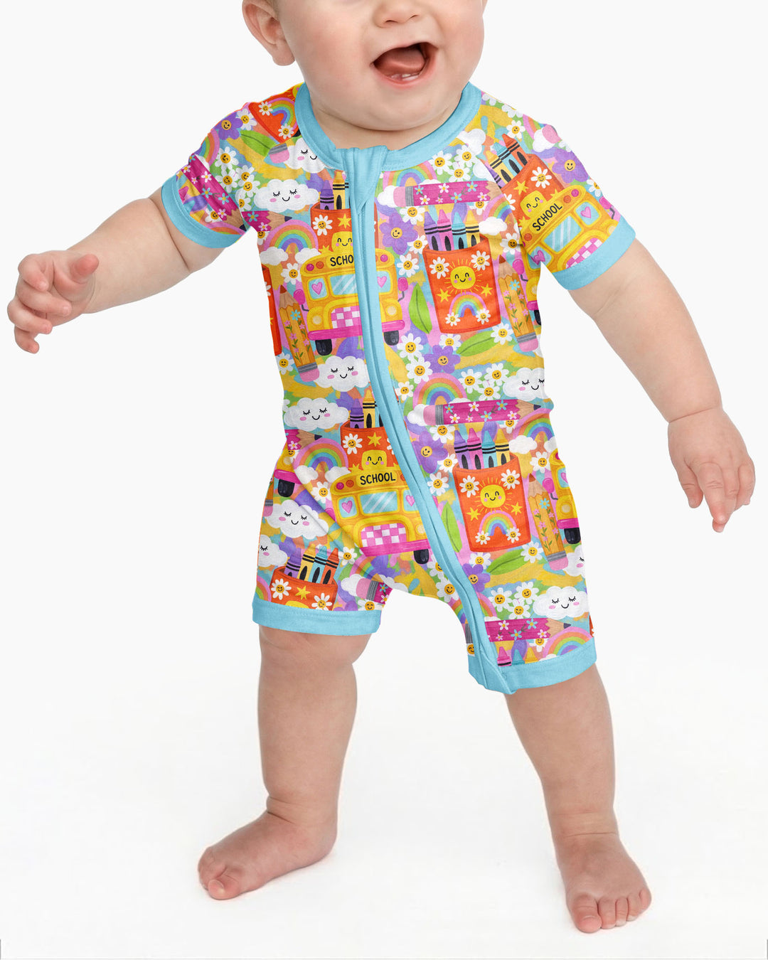 Retro Happy Classroom Bamboo Shorty Zippy