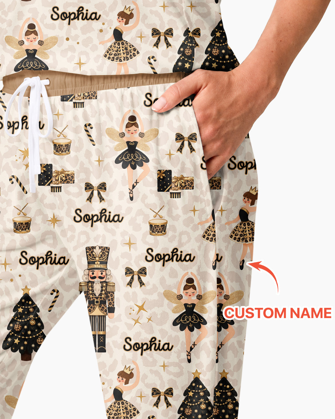Custom Name Leopard Nutcracker Era Bamboo Women Pajama Set