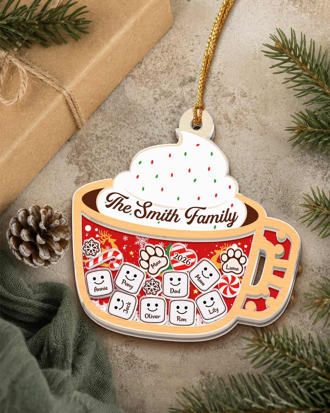 Family Marshmallow Shake Cup Family Ornament 2026