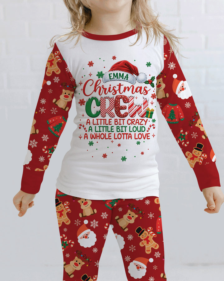 Personalized Christmas Crew Family Matching Bamboo Two Piece Long Sleeve Pajama Set