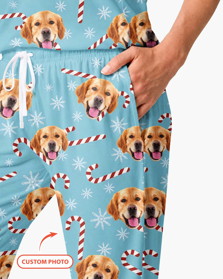 Custom Photo With Christmas Pattern Pajamas Bamboo Women Pajama Set