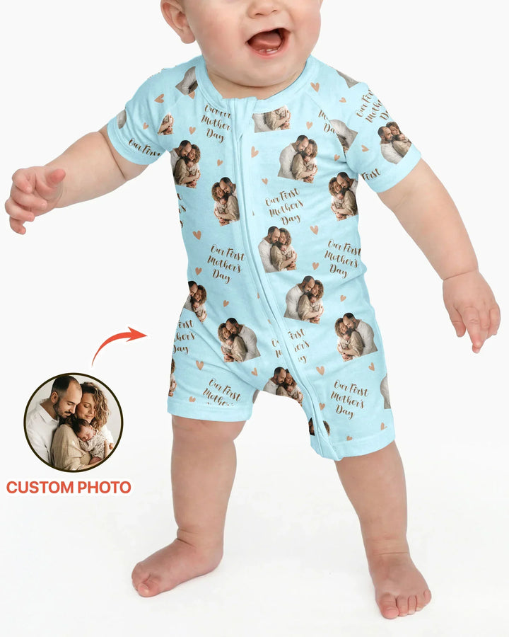 Custom Photo Our First as Parents Bamboo Shorty Zippy