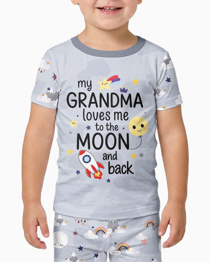 My Grandma Loves Me To The Moon And Back Bamboo Two Piece Short Sleeve Pajama Set