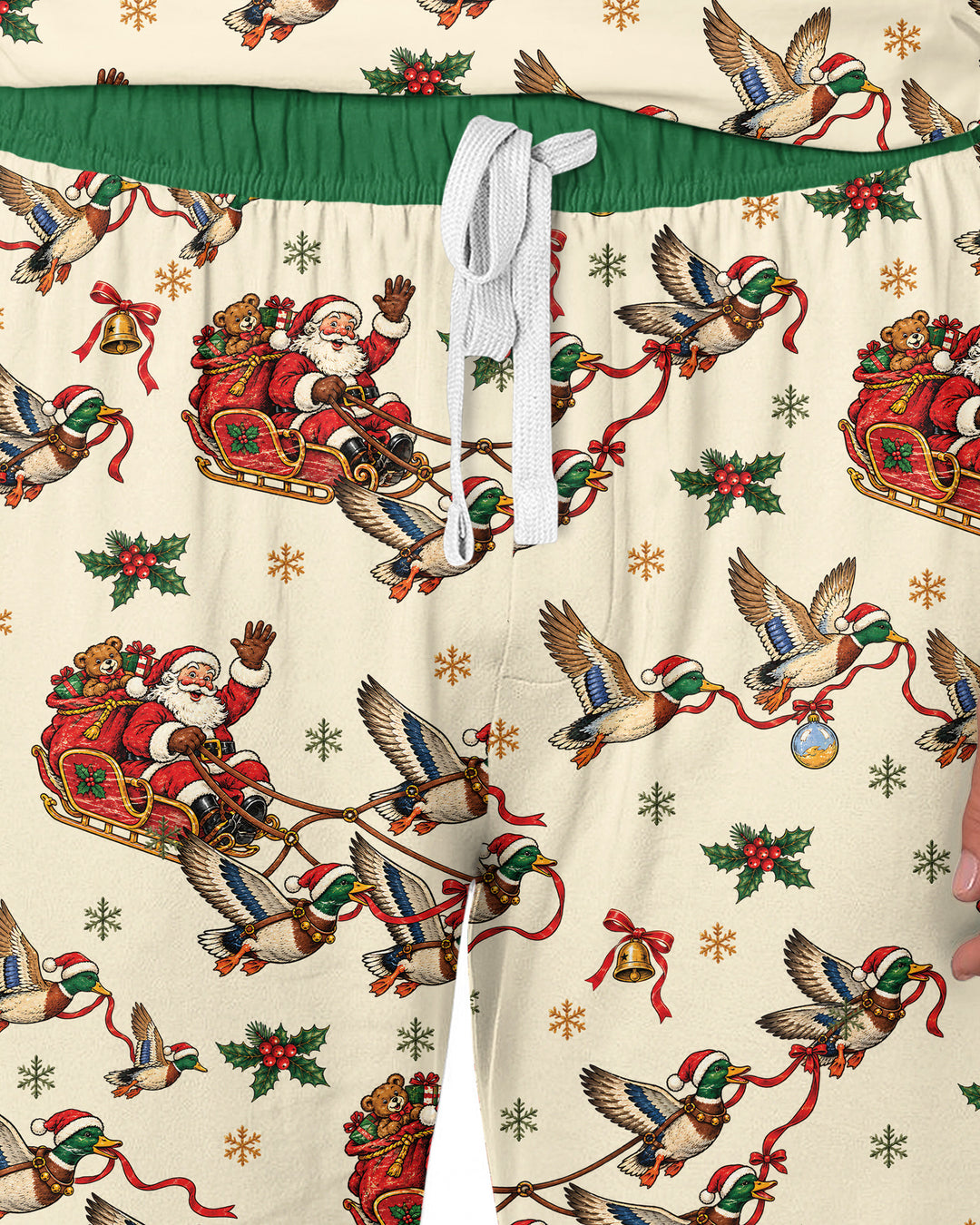 Santa Sleigh with Mallard Ducks Bamboo Men's Pajama Set